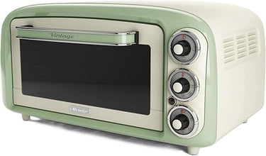 Ariete 979 Forno Elettrico di Design 18 Litri - Ideale per pizza da 30 cm - Doppio vetro - 1380 Watt - Acciaio Inox - Linea Vintage - Verde